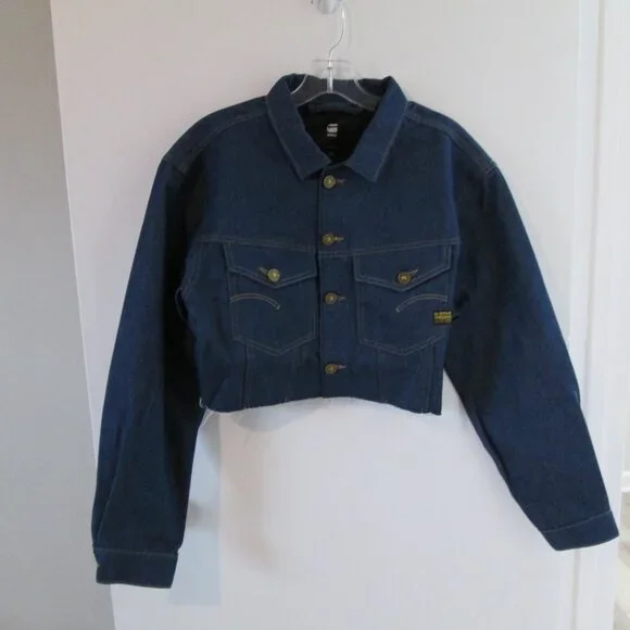 G-Star RAW frayed-edge cropped jacket Sz S NWT - Picture 3 of 12